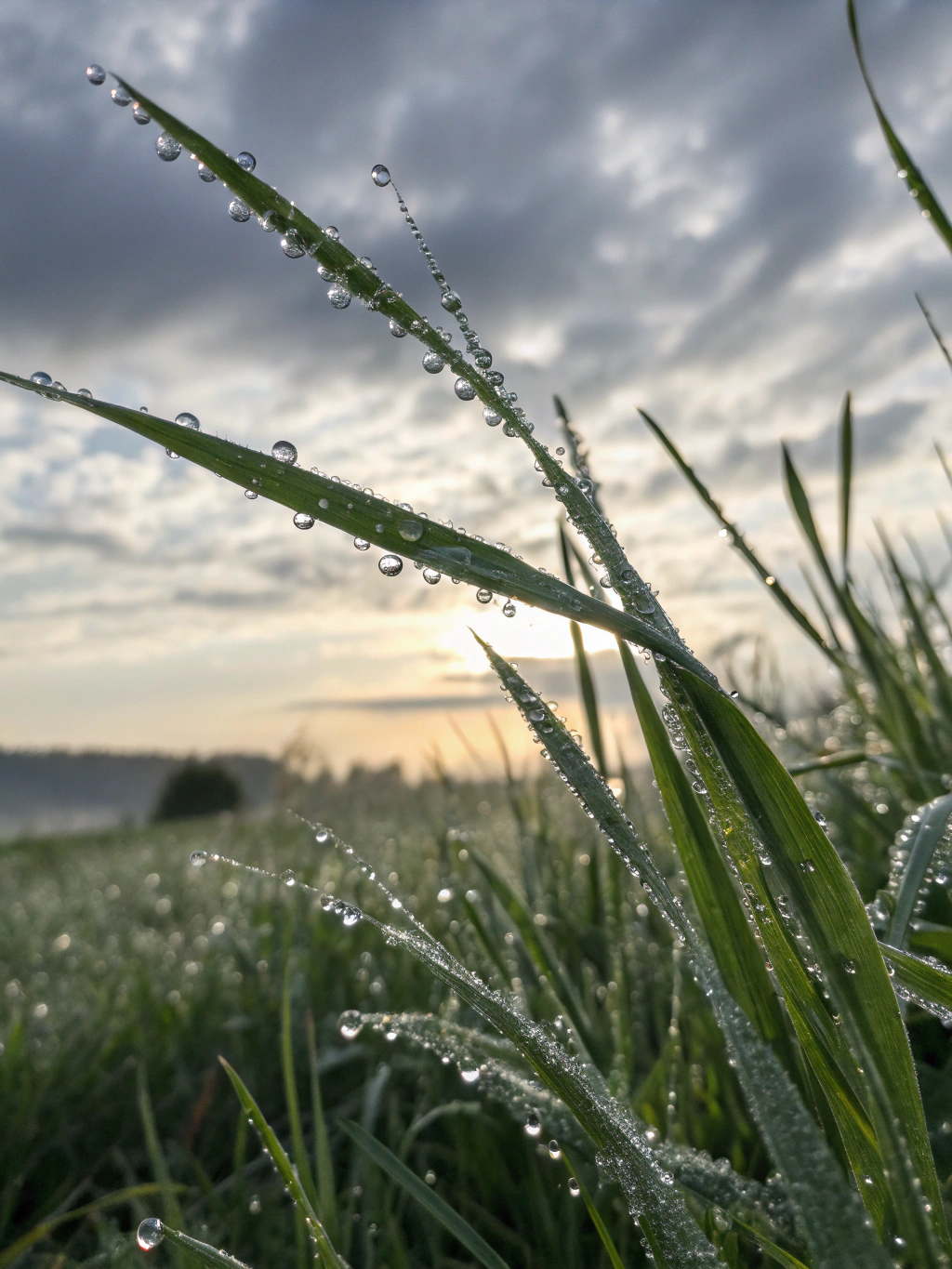 Macro shot of healthy green grass blades