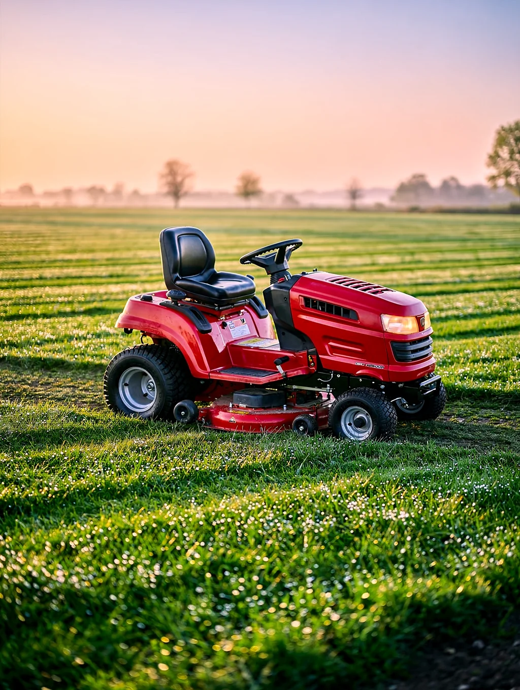Professional lawn care equipment in action